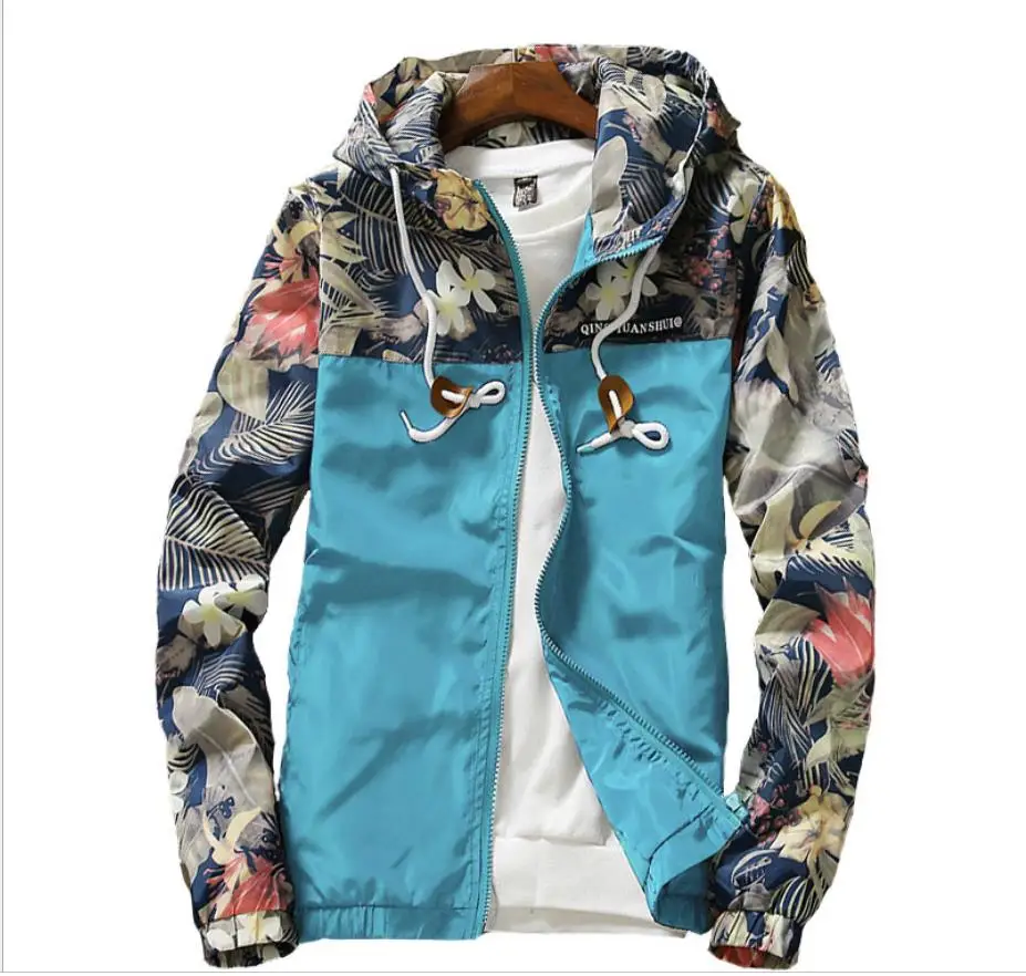 الربيع الخريف إمرأة سترة واقية زائد حجم 5XL سستة مقنعين الأزهار فضفاضة واقية إمرأة سترة الأساسية سترة معطف 201929