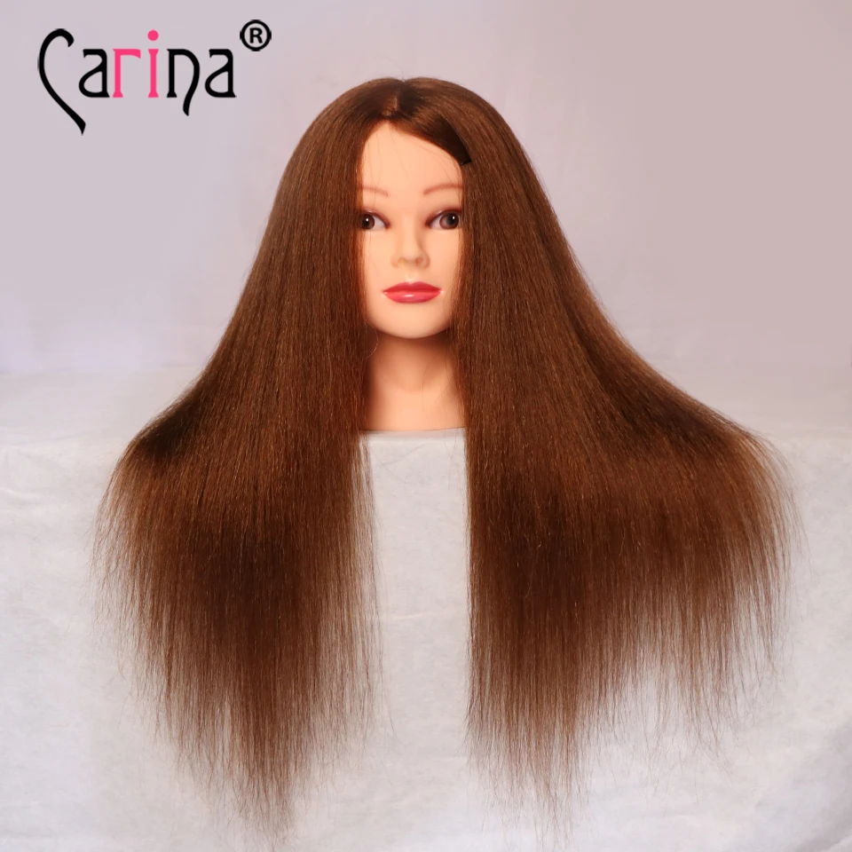 60 см длинные 100% настоящие человеческие волосы манекен голова с натуральными