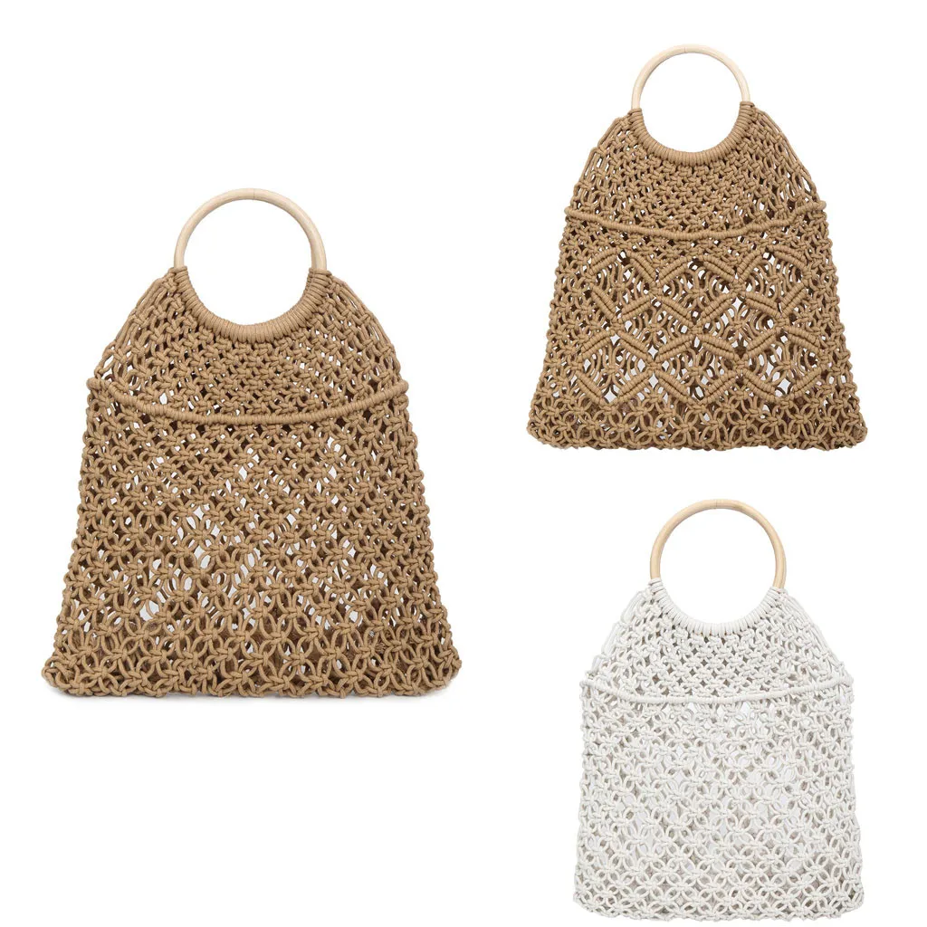 

Women's Fashion Straw Woven Bag Solid Color Handbag Button Decoration Wild Hollow Beach Bag Linen Main Material Hot Apr 16