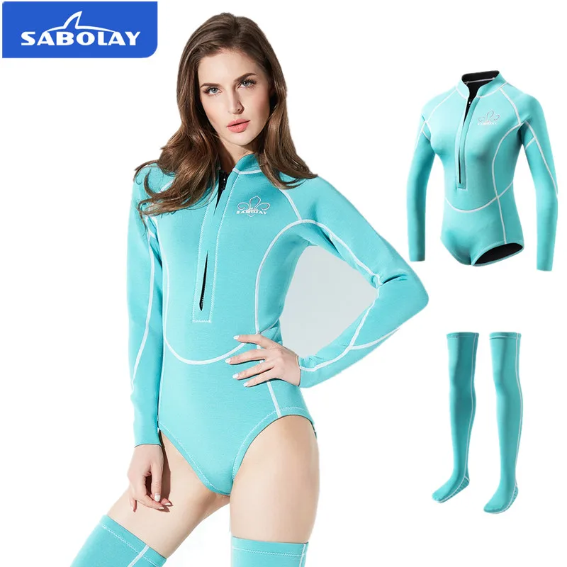2 مللي متر سمك SCR النيوبرين بذلة النساء 2019 الحرارية الدافئة بدلة غطس مع الغوص جوارب الغوص السباحة تصفح الملابس
