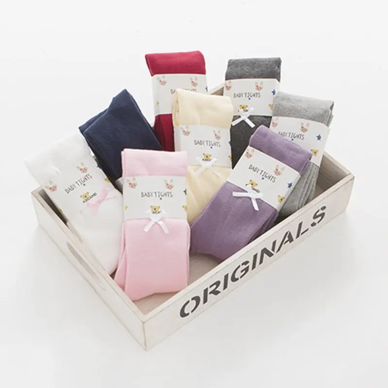 

Spring Autumn Winter New Baby Children Girls Warm Cotton Long Leggings Cute Bowknot Tights Elastic Solid Colors Soft Pantyhose