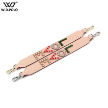 WDPOLO New Women Split Leather Studs Short Strap Classic Letter Design Handle For Bag Hot Chic Shoulder Belts C577