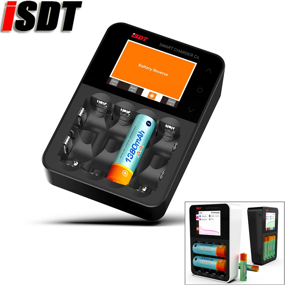 

ISDT C4 8A Touch Screen Smart Battery Charger Screen With USB Output For 18650 26650 AA AAA Battery For RC Mode