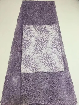 

African net lace fabric French net lace material 2019 high quality Nigerian sequins lace fabric wedding dress ZX32531