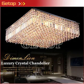 

Best Price Modern K9 Crystal Chandeliers Square LED Lighting Fixtures Living Room Restaurant Ceiling Lamp E14 Indoor Lightings