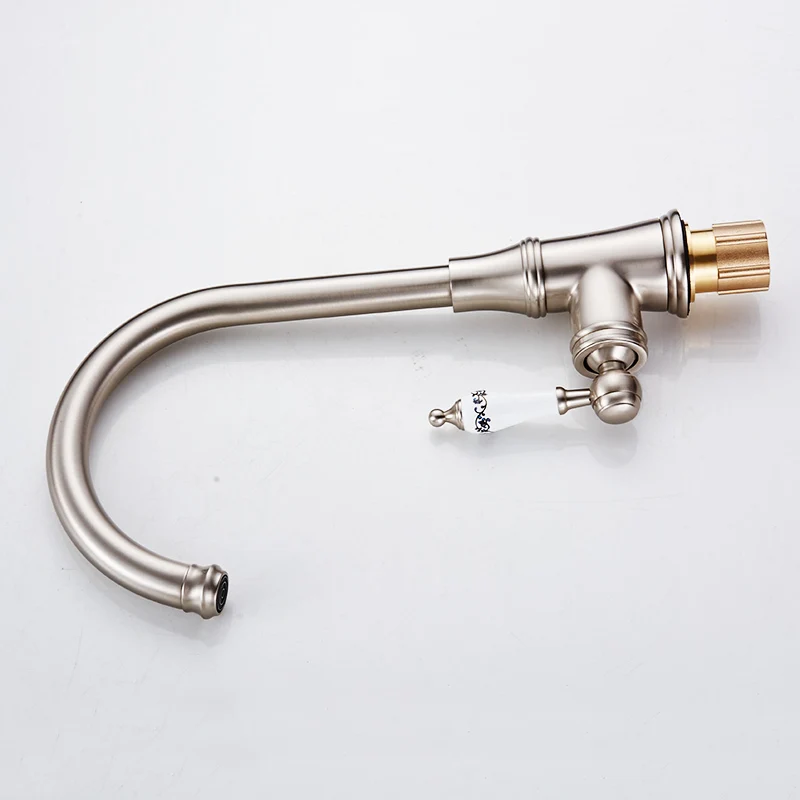 Fapully Chinese Kitchen Faucet Brushed Nickel Ceramic Handle White Flower Painted Deck Mounted Water Tap Rotation Mixer 170-33N Fapully Chinese Kitchen Faucet Brushed Nickel Ceramic Handle White Flower Painted Deck Mounted Water Tap Rotation Mixer 170-33N