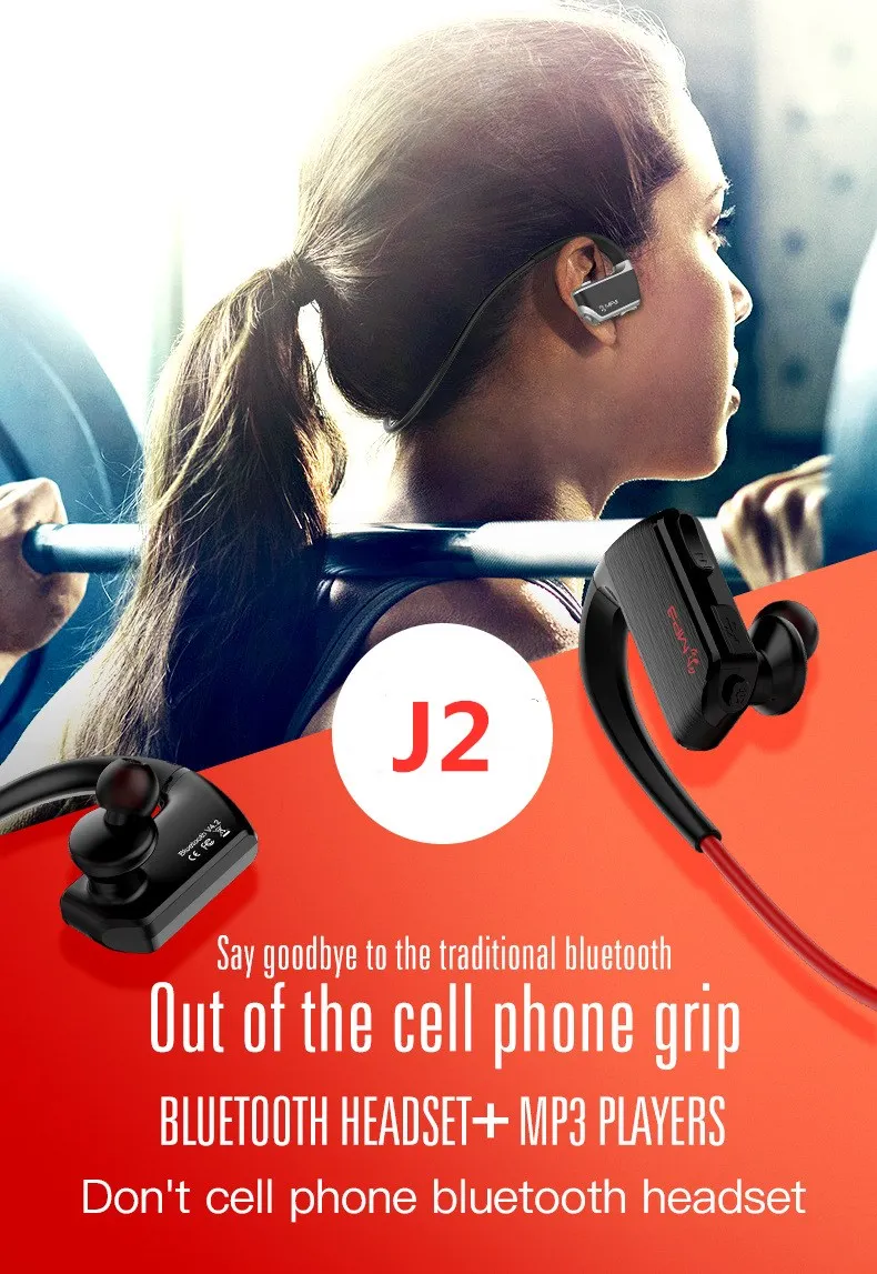 J2 Bluetooth 4,2 наушники стерео Hifi гарнитура 8 Гб MP3 плеер беспроводные наушники спортивные Bluetooth наушники HD микрофон для sony/Xiaomi