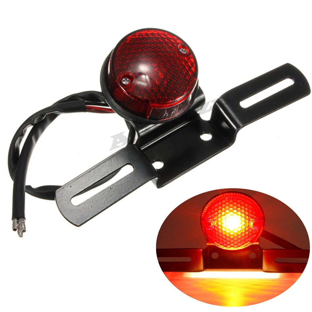 12V Motorcycle Retro Rear Tail Brake Stop Light License Plate Lamp Holder New