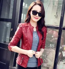 New Fashion Women Motorcycle Leather Jacket Coat Stand collar PU slim short outerwear coats T327