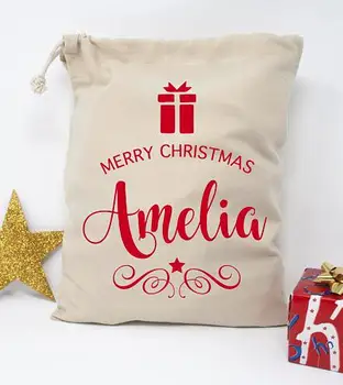

custom name Merry Christmas wedding birthday jewelry favor muslin gifts Bags Bachelorette Party first aid Hangover Kits