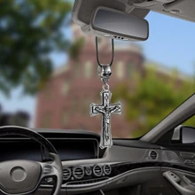 Украшение автомобиля металла фигурка Иисуса крест висит мотаться Подвеска Автомобильный интерьер Зеркало заднего вида Декор Украшения Интимные аксессуары
