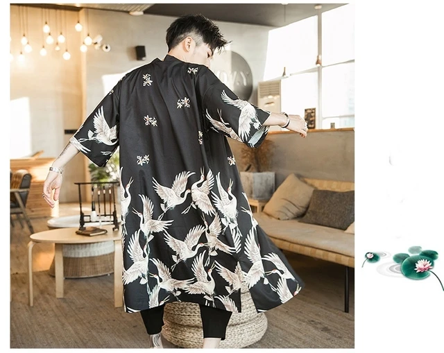 Japanese kimono cardigan men haori yukata male samurai clothing blouse kimono  jacket mens kimono shirt yukata haori AZ2011 - AliExpress