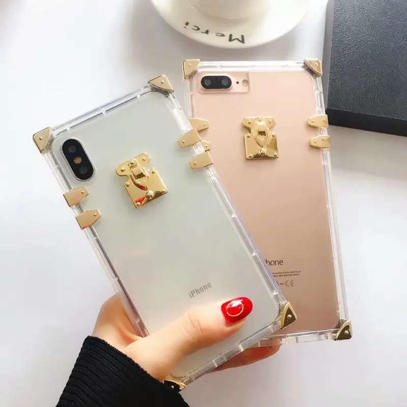 Элитный бренд Прозрачный Кристалл площади чехол для iPhone X р XS Max
