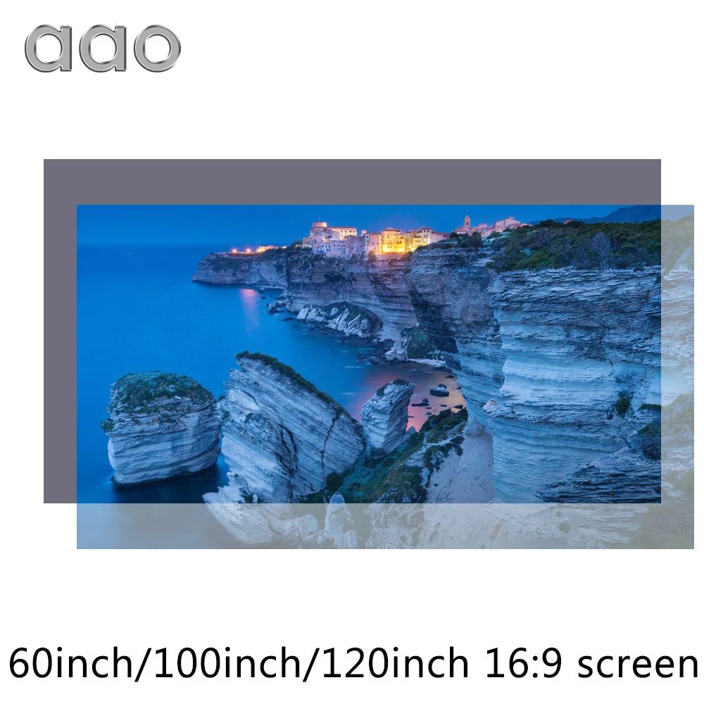 

AAO Reflective Fabric Projector Screen 60 100 120 133 Inch 16:9 Proyector Screen for XGIMI H1 JMGO J6S E8 Projetor Home Thearer