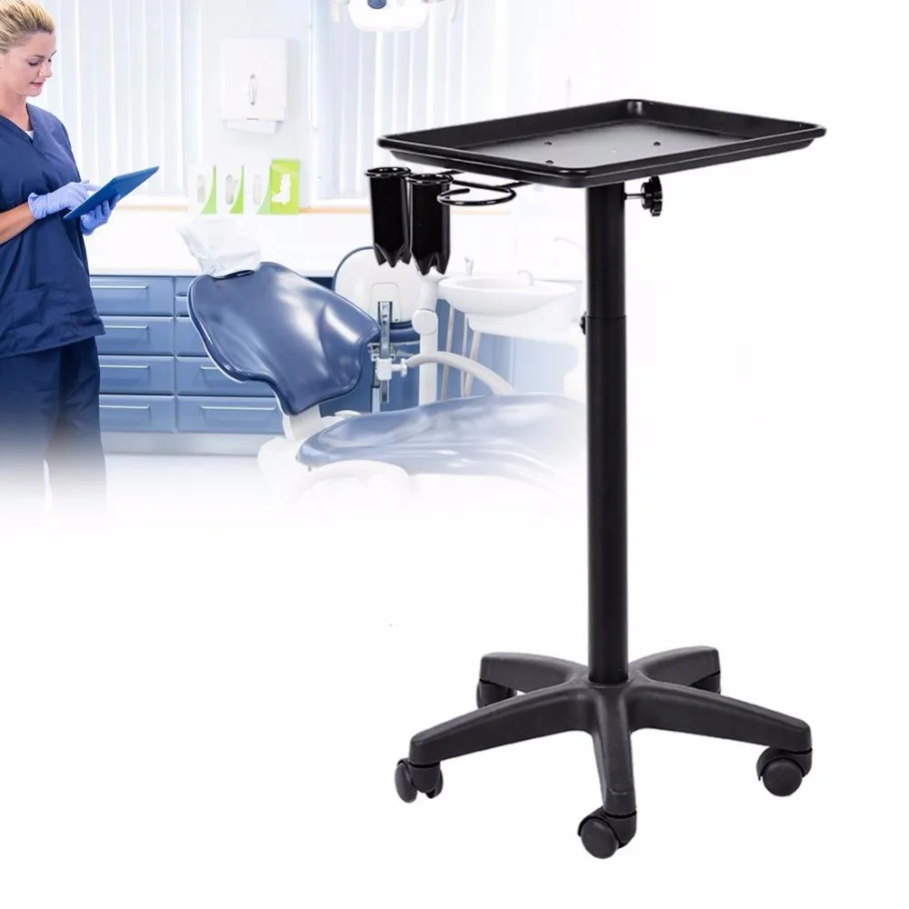 

Aluminium Hair Salon Instrument Tray Adjustable Black And Silver Plastic Tray Height Trolley Beauty Tray Tools For Hair Solon