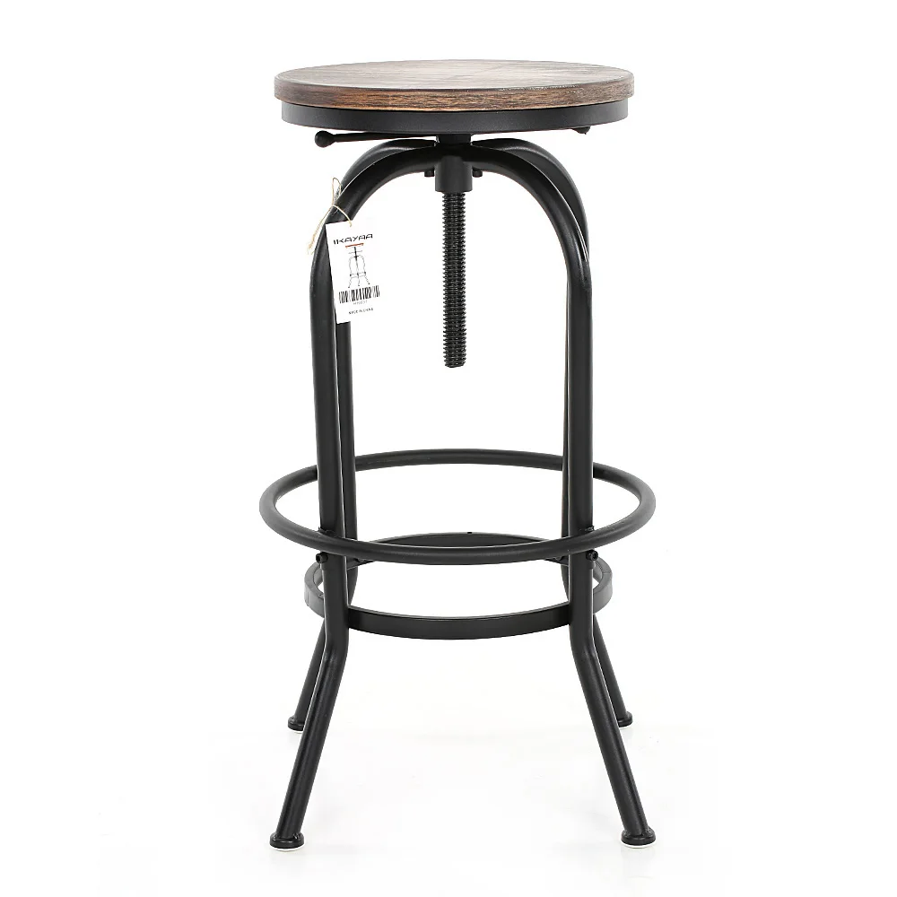 iKayaa Bar Stool Industrial Style Height Adjustable Swivel Bar Stool Natural Pinewood Top Kitchen Dining Breakfast Chair iKayaa Bar Stool Industrial Style Height Adjustable Swivel Bar Stool Natural Pinewood Top Kitchen Dining Breakfast Chair