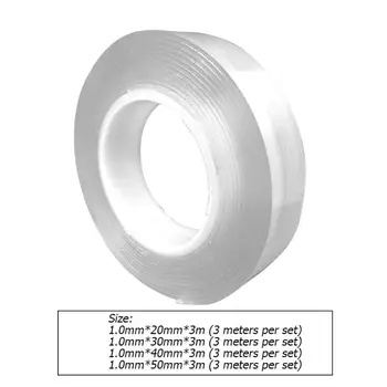 

1 Roll 3m*20/30/40/50mm Double-Sided Adhesive Nano Tape Washable Tapes Indoor Outdoor Gel Stickers