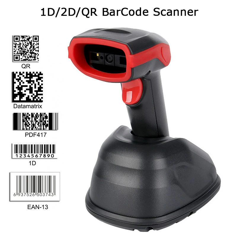  AK28 433Mhz Handheld Portable Wireless Barcode Scanner 1D/2D/QR Bar Code Reader Easy Charging Send 