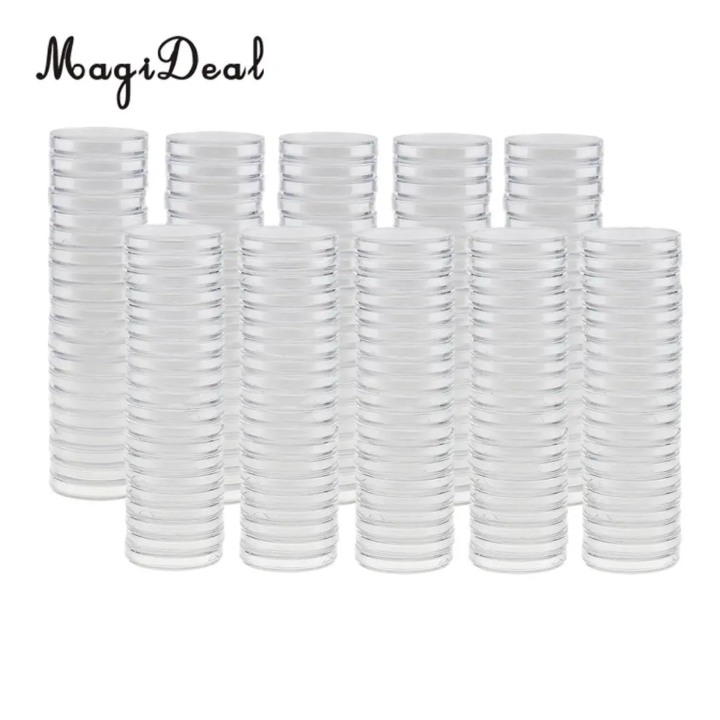 200pcs 30/38mm Plastic Clear Round Coin Case Capsule Storage Holder Containers