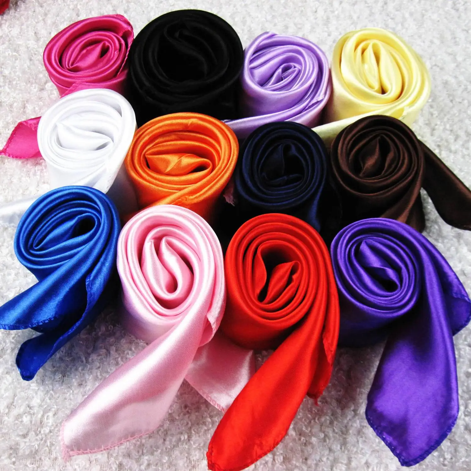 

50cm Candy Colors Women Silk Scarf Fashion Silk Shawl Head Covering Ladies Professional Small Squares New Design Scaves FJ018