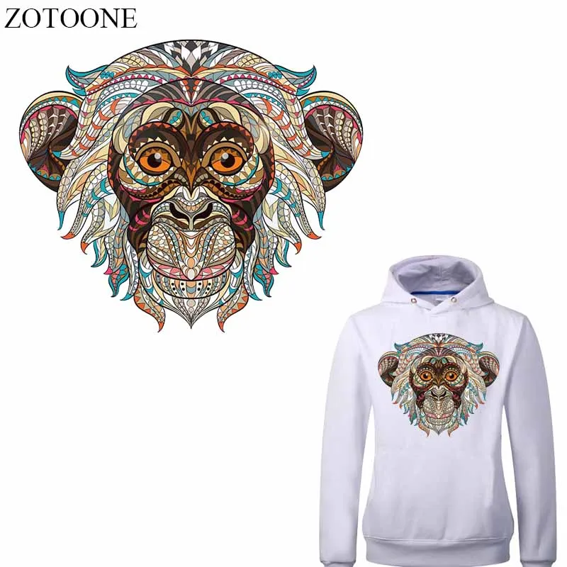 

ZOTOONE Monkey Decor Iron-On Patches Clothing Deco Washable Diy Accessory Badges Heat Transfer Vinyl Clothes Patches Applique