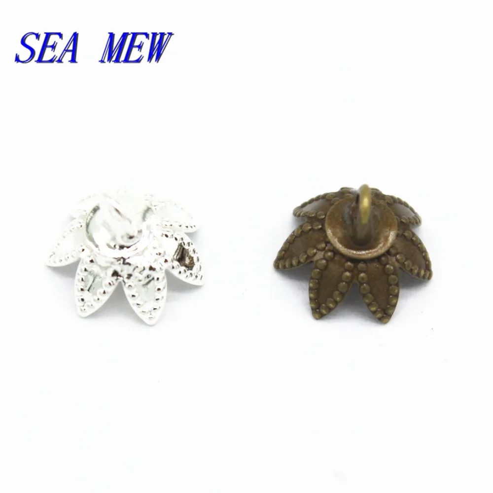 

100 PCS 9mm Flowers Pendant Connector Bail Cup Cap Bead Cap Silver Antique Bronze Plated Charm For Jewelry Making