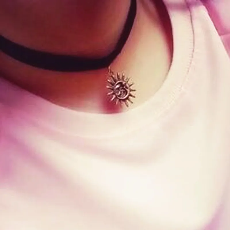 2021 New Velvet Sun Necklace Restoring Ancient Ways Of Punk Lace Collar Neck Girl Band Short Paragraph Clavicle | Украшения и