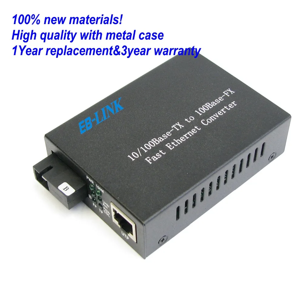 

1Pair 10/100M Singlemode 1310nm 20KM Simplex Fiber Optic to RJ45 Ethernet Media Converter