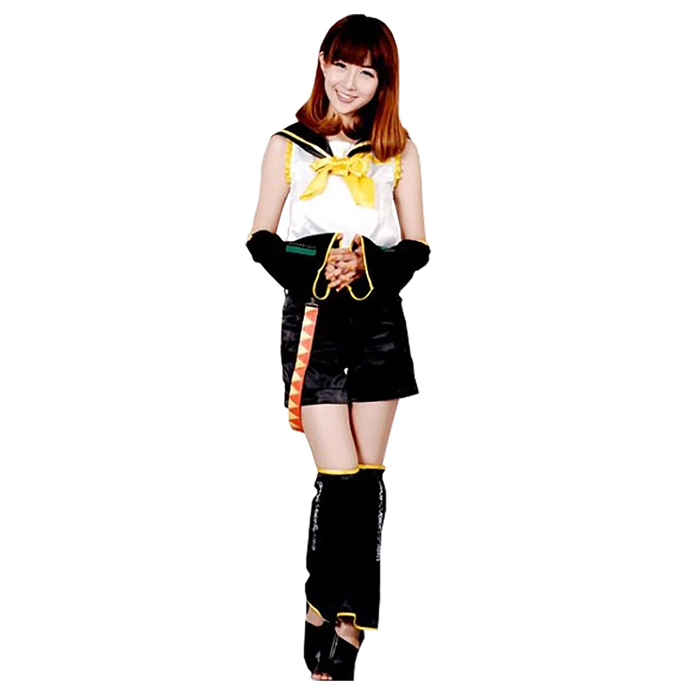 

Vocaloid Kagamine Len Cosplay Costume uniforms for Women Gift tops+pant+belt+Neckerchief+Sleeve+legguard