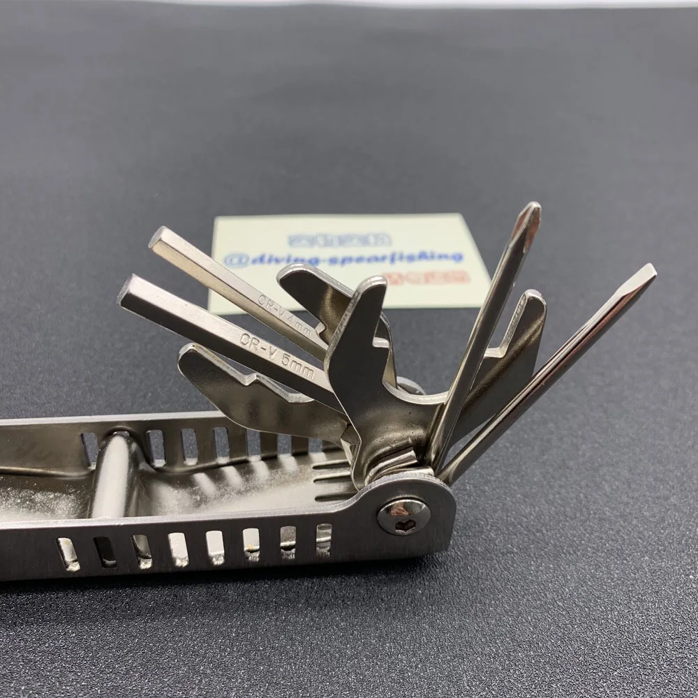 Skup 316 ze stali nierdzewnej 8 11 w 1 nurkowanie z aparatem tlenowym narzędzia nurkowanie z rurką klucz Folding Allen klucz imbusowy do naprawy awaryjne narzędzie wielofunkcyjne do nurkowania