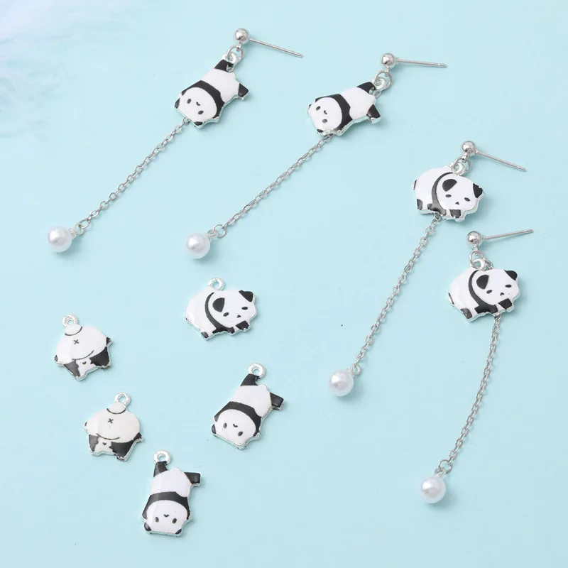 

10pcs Alloy Super Cute Little Panda Enamel Charms Drop Oil Pandas Pendants Fit Bracelet Earring Jewelry Making Accessories FX079