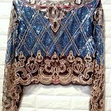 Женская новая сексуальная с брюликами расшитый блёстками длинный рукав с Бисером кружевная рубашка Лидер продаж Кружевная футболка