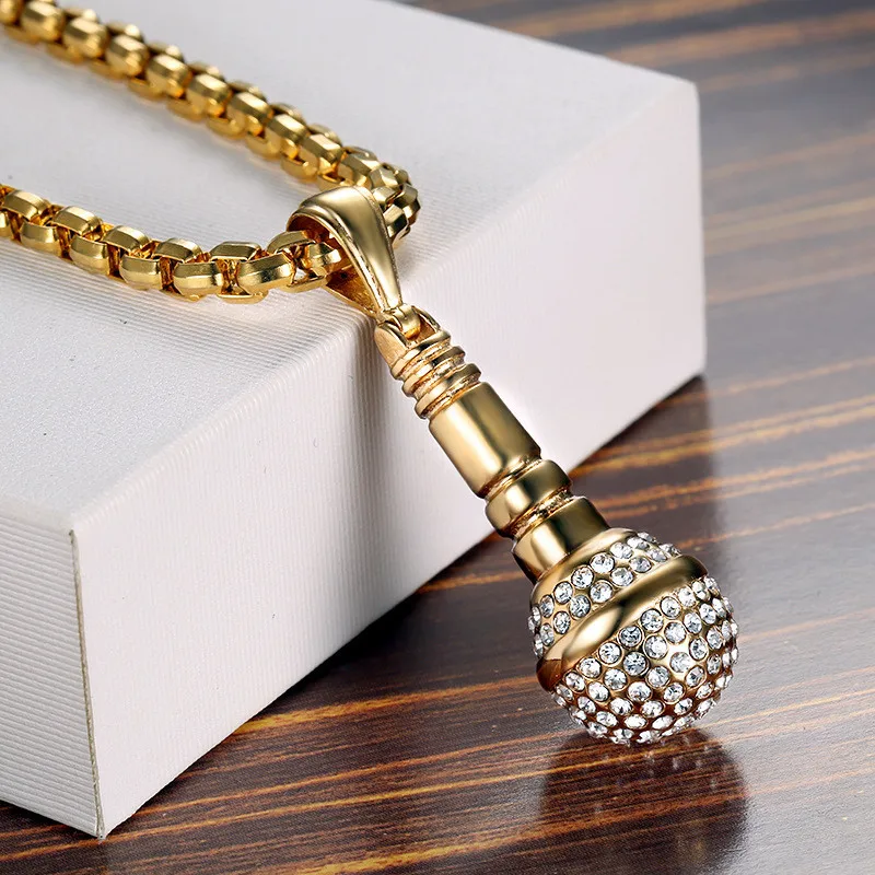 N777 хип хоп Iced Out Bling подвеска в виде микрофона ожерелья для женщин/мужчин из