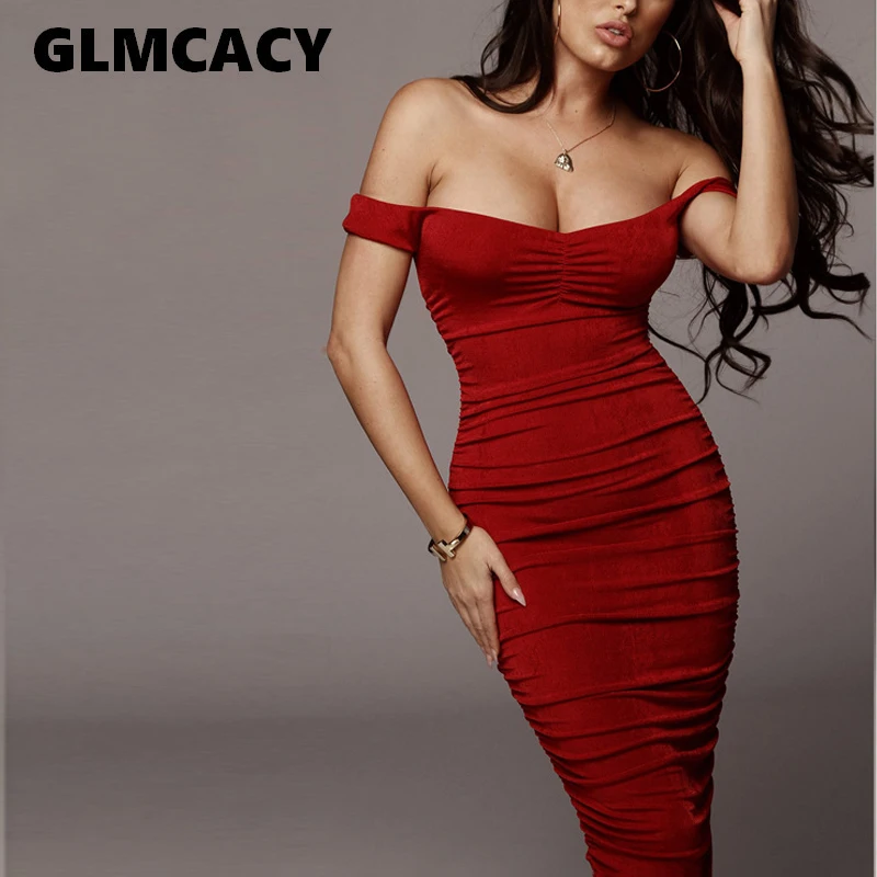 

Women Elegant Velvet Off Shoulder Slash Neck Scrunched Bodycon Dress Sparkly Sheath Vintage Night Club Party Cocktail Midi Dress