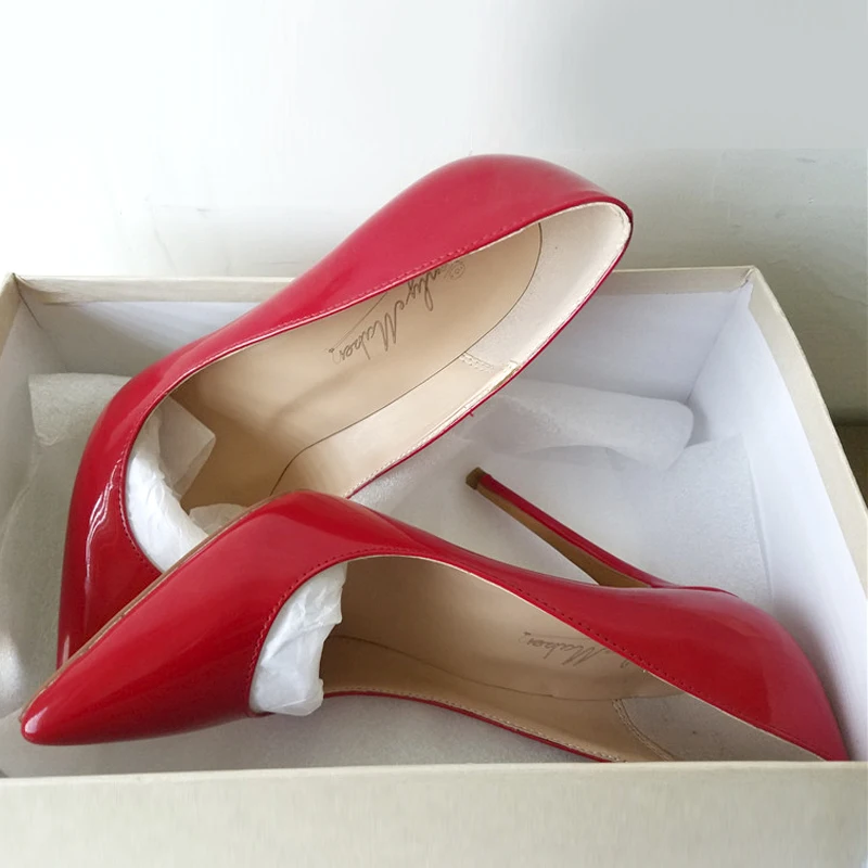 Onlymaker Women Shoes 12 cm High Heels Stiletto Pointed Toe Patent Leather Black red Shoes Plus of Big Size Wedding Pumps Brand Onlymaker Women Shoes 12 cm High Heels Stiletto Pointed Toe Patent Leather Black red Shoes Plus of Big Size Wedding Pumps Brand