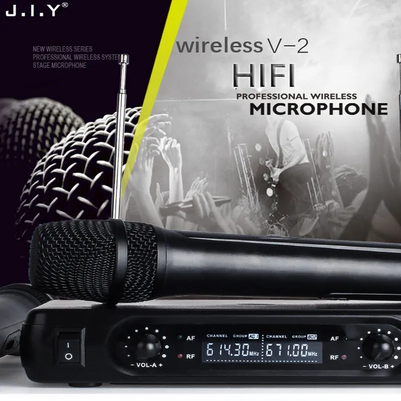 JIY HIFI ЖК дисплей караоке Беспроводная подобранная пара микрофон миксер аудио