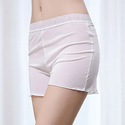 Трикотажные шелковые Защитные шорты больших размеров шелковые шорты женские дышащие Горячие Брюки женские модели LVFAN ZE0001 - Цвет: ZE0001-white