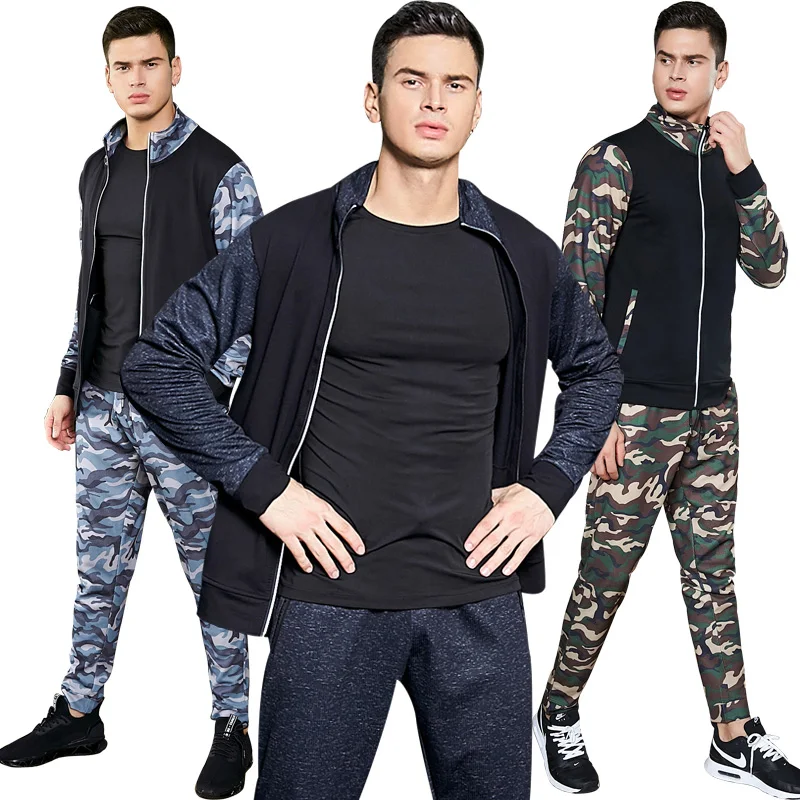 Pants Sets Sports Suit Sportswear Mens Camouflag Printed Full Tracksuit Tops