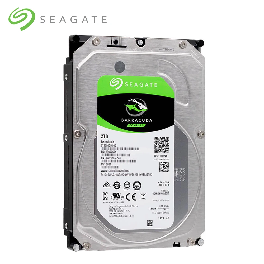 Seagate Original 2 ТБ Desktop HDD 3,5 "Внутренний жесткий диск SATA 6 ГБ/сек. 7200 об./мин. 64 МБ Кэш HDD 2 ТБ жесткий диск для настольных