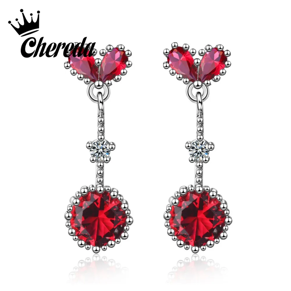 

Chereda Full Crystal Drop Earring Pink Blue Geometric Earrings Wedding Party Earrings Christmas Gift