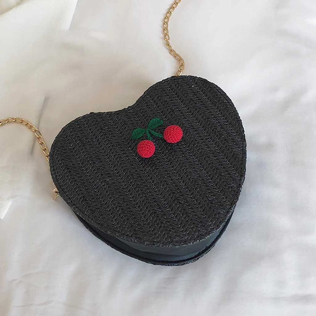 

Womens Bag Fashion Love Woven Cherry Accessories Solid Color Messenger bolsa masculina sac femme ladies bags 2019