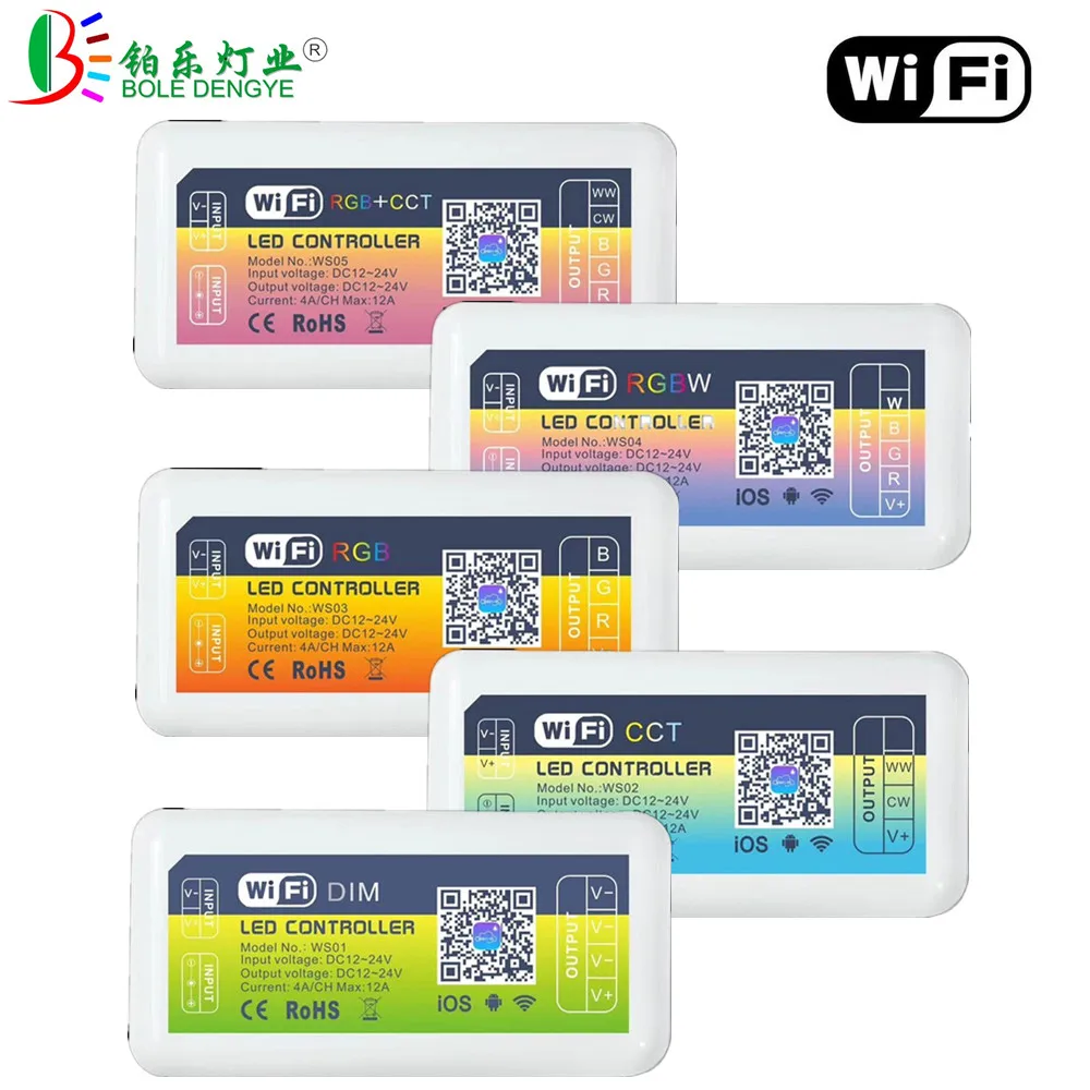 

New Arrival LED Smart WiFi Controller DC 12V 24V Wireless Phone Control IOS Android Amazon Alexa System For Single Color RGB+CCT