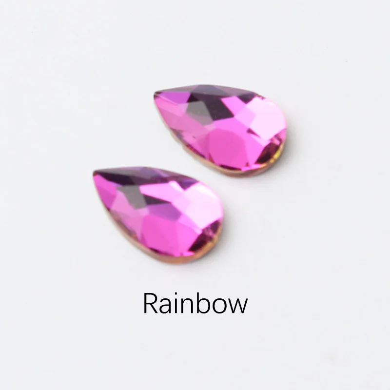 Модный стиль 3D ногтей Стразы 5X8 мм Капля Flatback Стекло кристаллы Применение для ногтей DIY украшения Стразы - Цвет: Rainbow