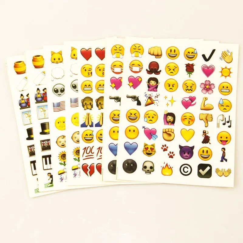 10 шт. лист (480 Стикеры s) милые 480 вырубной Emoji улыбка для Тетрадь сообщение высокой