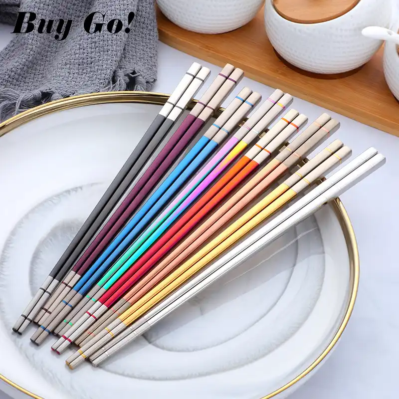 Estilo chino antideslizante herramienta de la cocina Vajilla palillos de acero inoxidable Estilo chino antideslizante herramienta de la cocina Vajilla palillos de acero inoxidable