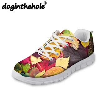 

doginthehole Women Walking Shoes Colorful Maple Leaf Printing Summer Outdoor Sport Shoes Fitness Comfortable Zapatillas Mujer