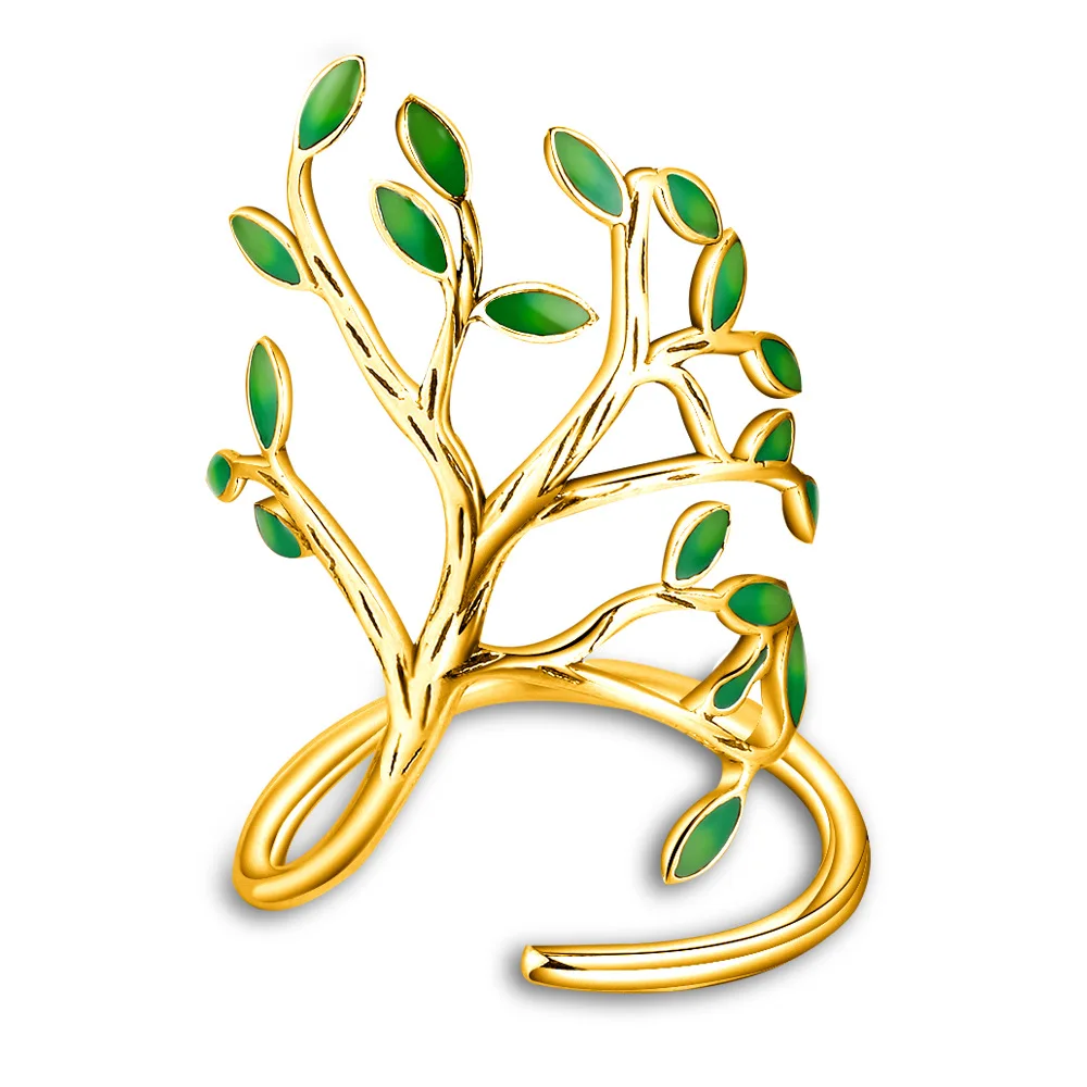 Uloveido латунь и Зеленый Эмаль жизни кольца с символом Древа Жизни для женщин Изменение размера 925 кольцо женский свадебные украшения зеленый