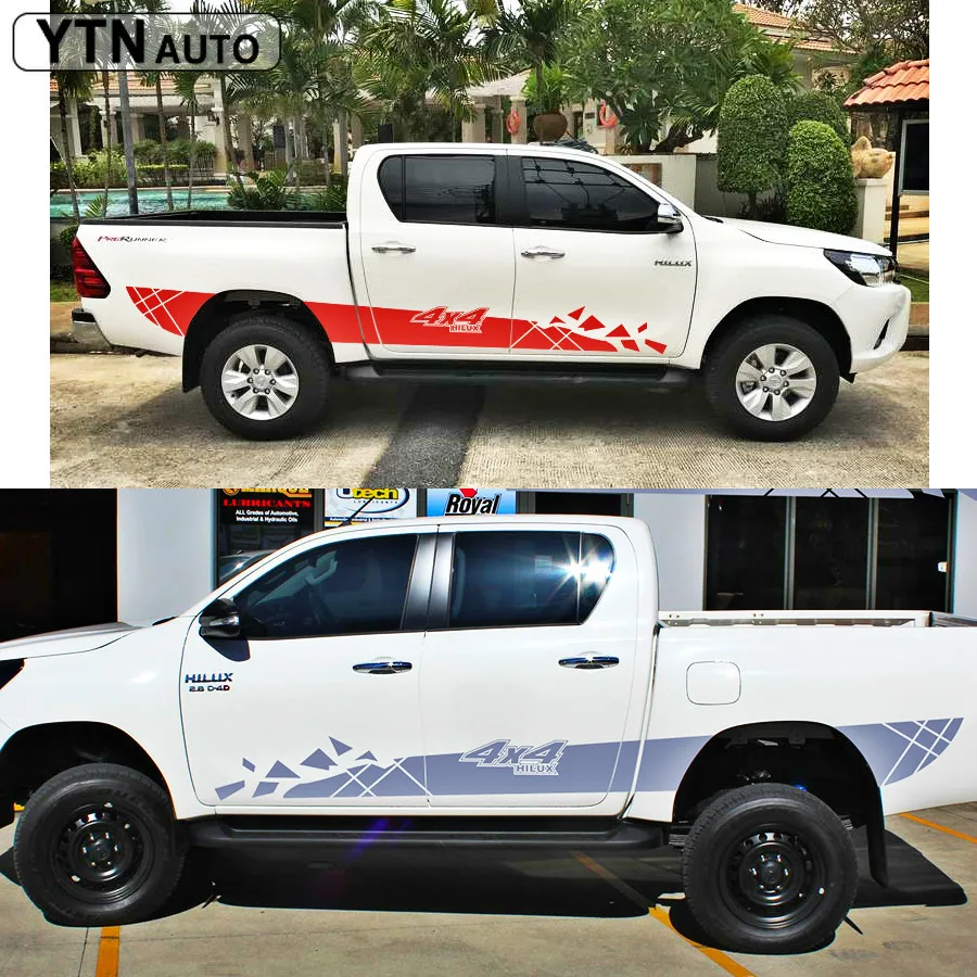 Mobil Dimodifikasi Aksesoris Stiker 2pc Keren Sisi Pintu 4x4 Garis