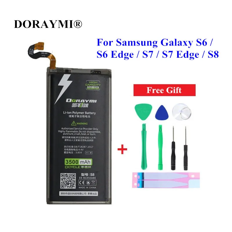 

DORAYMI Phone Battery for Samsung GALAXY S6 Edge S7 Edge S8 S6Edge S7Edge G920 G925 G930 G935 G950 Replacement Bateria + Tools