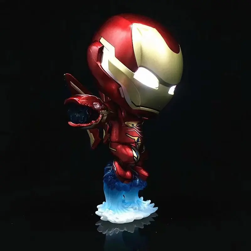 

Iron Man shake head and eye led luminous Action Figures PVC brinquedos Collection Figures toys for Vehicle mounted ornament